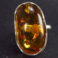 Natural Cognac Color Baltic Amber 925 Silver Ring - Size Adjustable