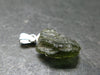 Moldavite Tektite Silver Pendant from Czech Republic - 0.9" - 0.95 Grams