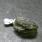 Moldavite Tektite Silver Pendant from Czech Republic - 0.9" - 0.95 Grams