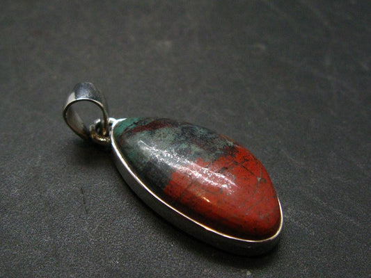 Crimson Cuprite w/ Chrysocola Silver Pendant from Mexico - 1.5" - 6.74 Grams
