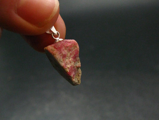 Rare Pink Tugtupite Sterling Silver Pendant From Greenland - 0.9" - 1.56 Grams