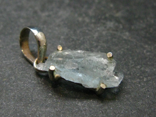 Fantastic Gemmy Aquamarine Crystal Silver Pendant From Brazil - 1.0" - 1.87 Grams