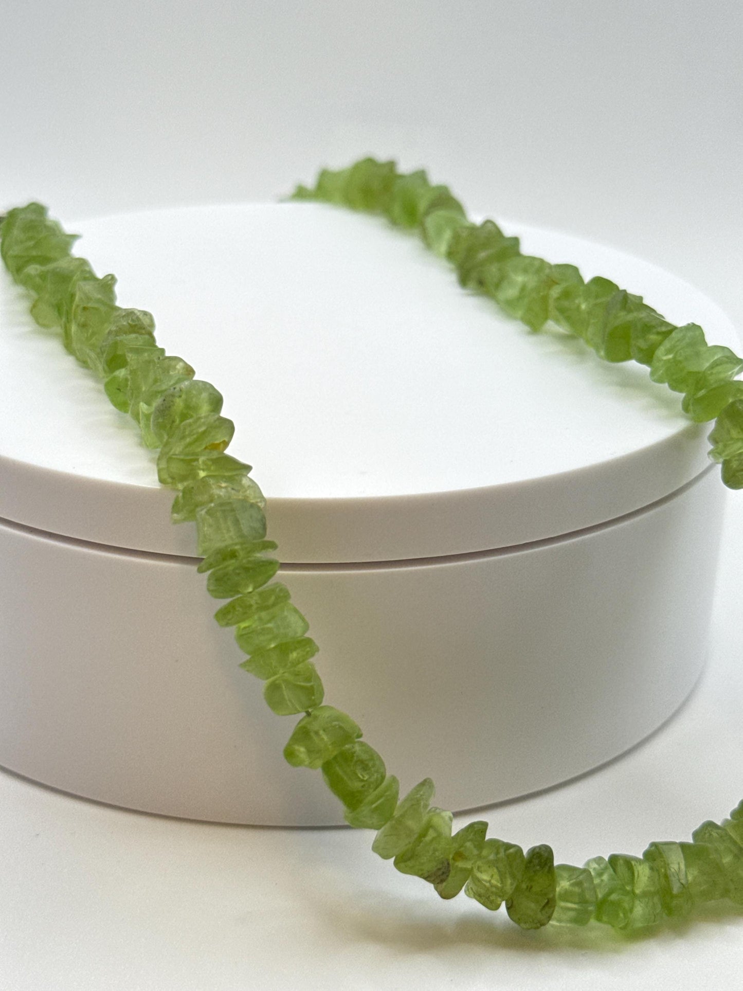 Peridot Chip Necklace | Raw Gemstone Beaded Jewelry, August Birthstone