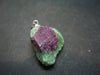 Rare Ruby In Zoisite Crystal Silver Pendant from India - 1.1"