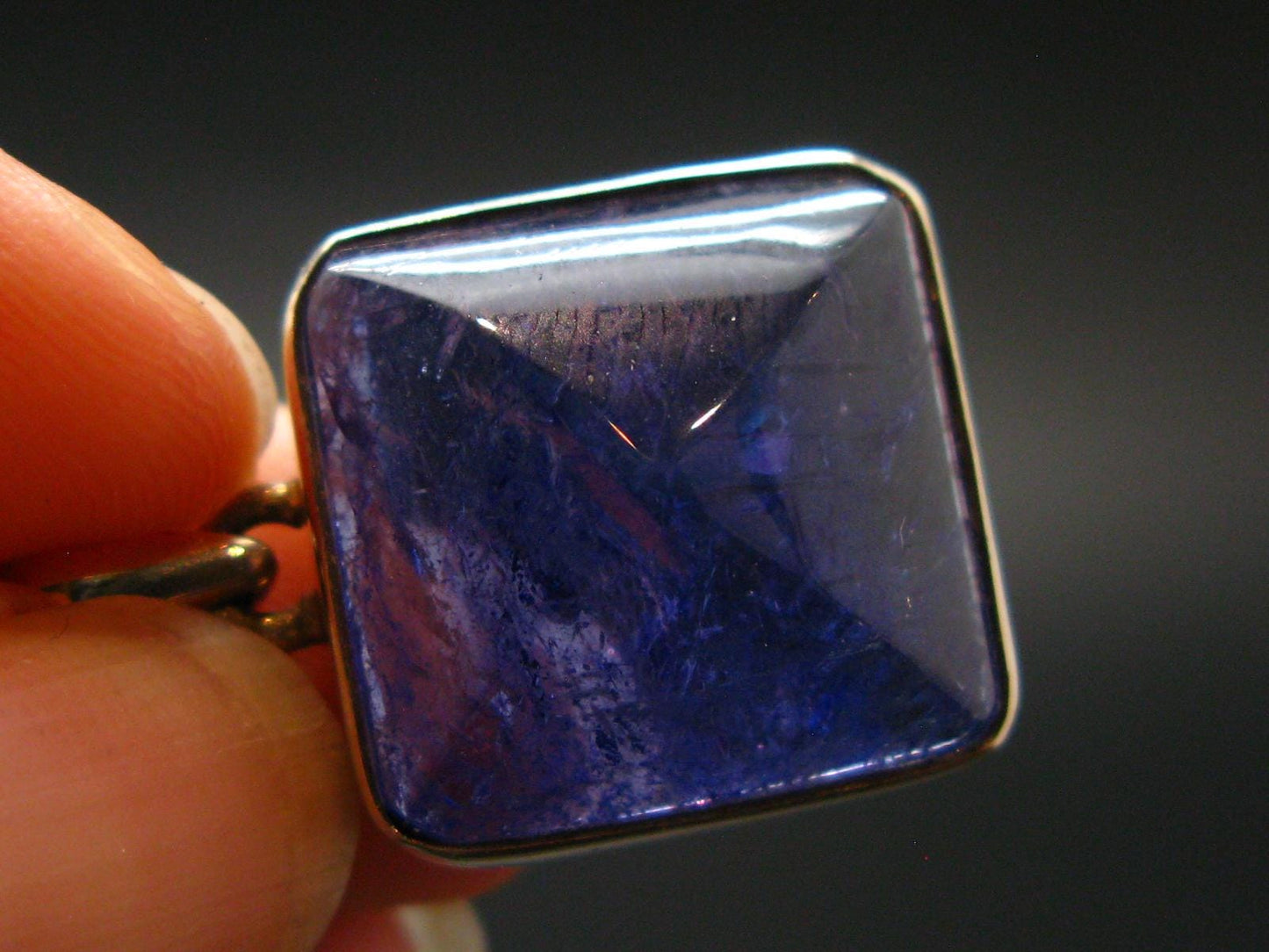 Large Gemmy Natural Faceted Tanzanite Zoisite Sterling Silver Pendant from Tanzania - 1.1'' - 8.75 Grams