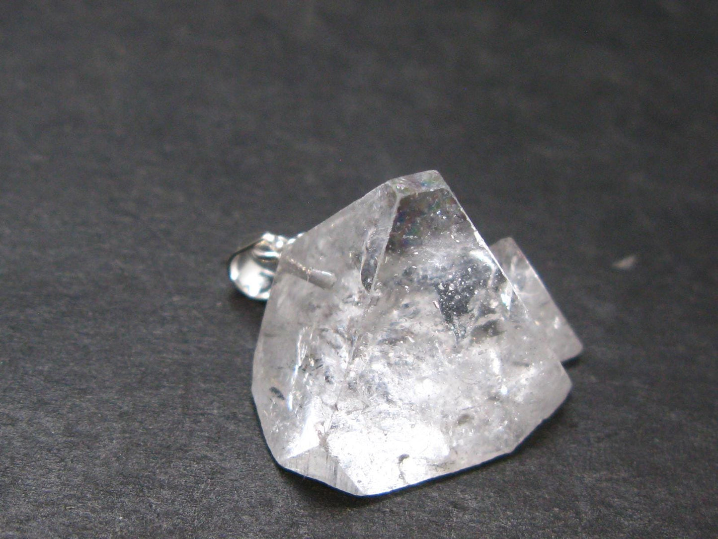 Clear Apophylite Apophyllite Crystal Silver Pendant From India - 1.0" - 5.21 Grams