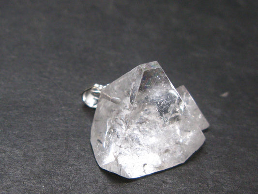 Clear Apophylite Apophyllite Crystal Silver Pendant From India - 1.0" - 5.21 Grams