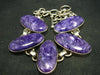 Oval Charoite AAA Quality Sterling Silver Bracelet From Russia - 8.3"