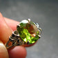 Natural Faceted Peridot Olivine Sterling Silver Ring - 3.0 Grams - Size 6.5