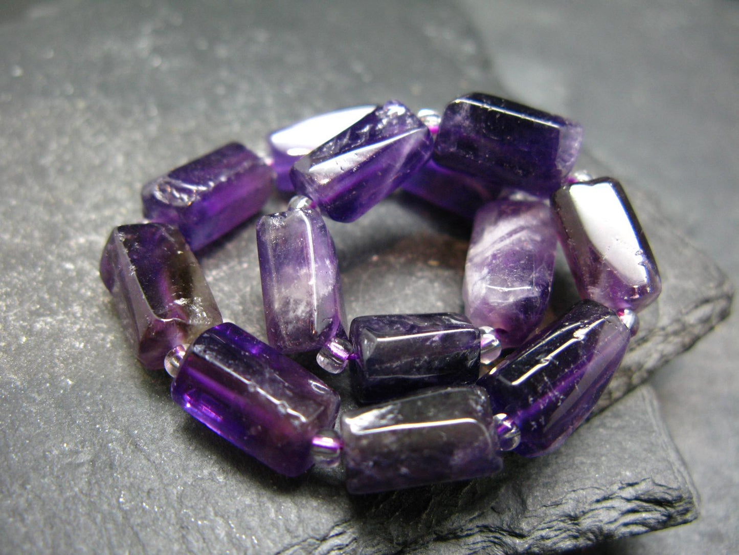 Amethyst Genuine Bracelet ~ 7 Inches ~ 12mm Tumbled Beads