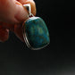 Malachite And Chrysocola Silver Plated Pendant from Congo - 1.3" - 7.3 Grams