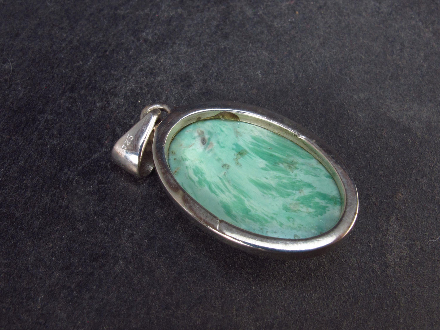 Rare Variscite Sterling Silver Pendant from Utah - 1.3" - 6.52 Grams