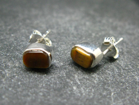 Tiger Eye Sterling Silver Stud Earrings - 1.4 Grams