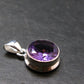 Large Genuine Rich Purple Amethyst Sterling Silver Pendant From Brazil - 0.9" - 3.84 Grams