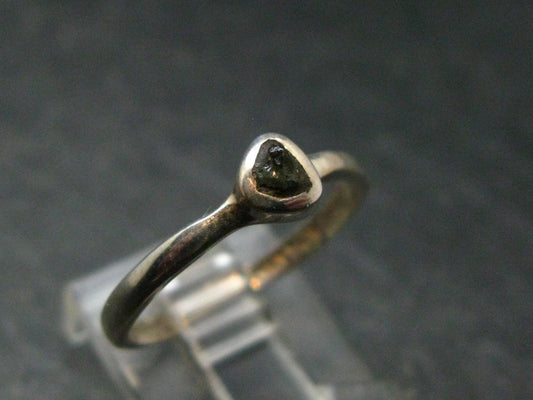 Cute Gem Moldavite Sterling Silver Ring From Czech Republic - Size 6.75 - 1.46 Grams