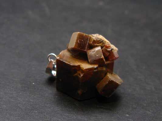 Vanadinite Crystal Silver Pendant From Morocco - 1.0" - 11.75 Grams