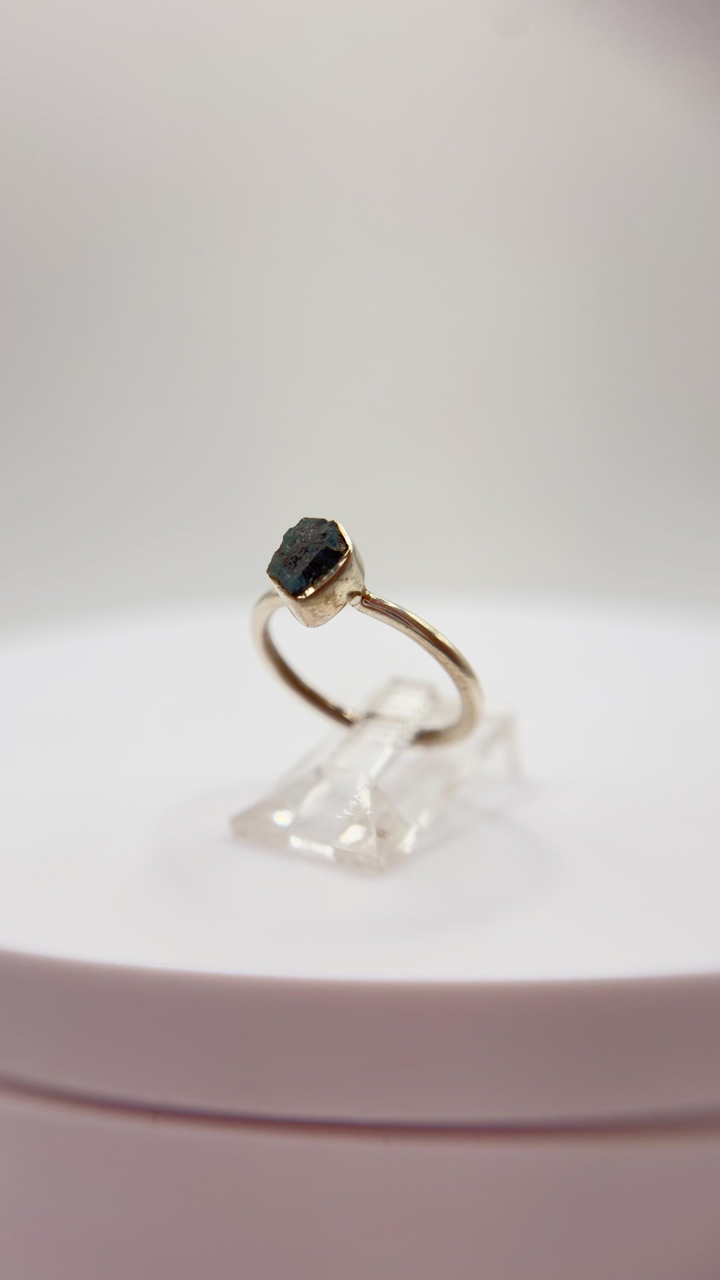 Grandidierite Ring Raw Blue Green Gemstone Silver Ring Minimalist Crystal Jewelry Gift