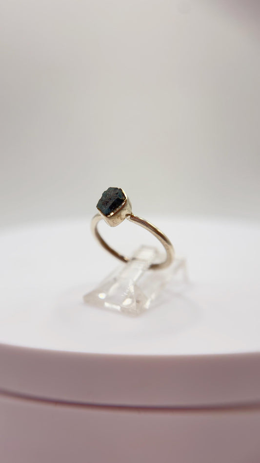 Grandidierite Ring Raw Blue Green Gemstone Silver Ring Minimalist Crystal Jewelry Gift