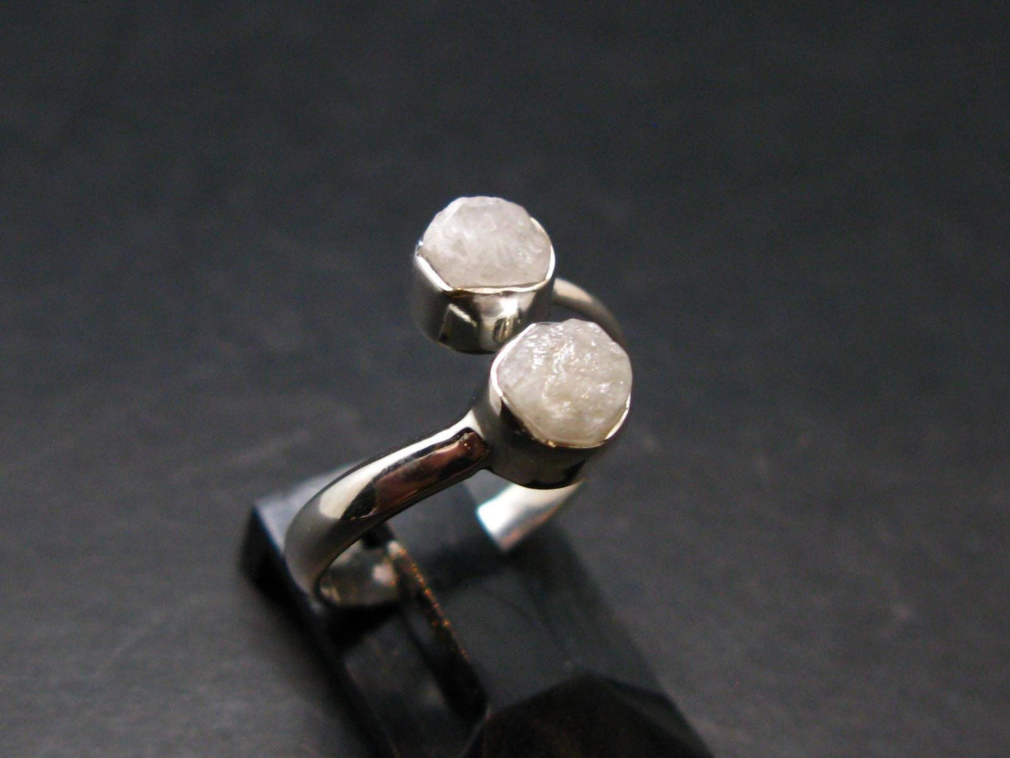 Very Rare White Cryolite 925 Silver Ring from Greenland - Size 7 - 2.34 Grams