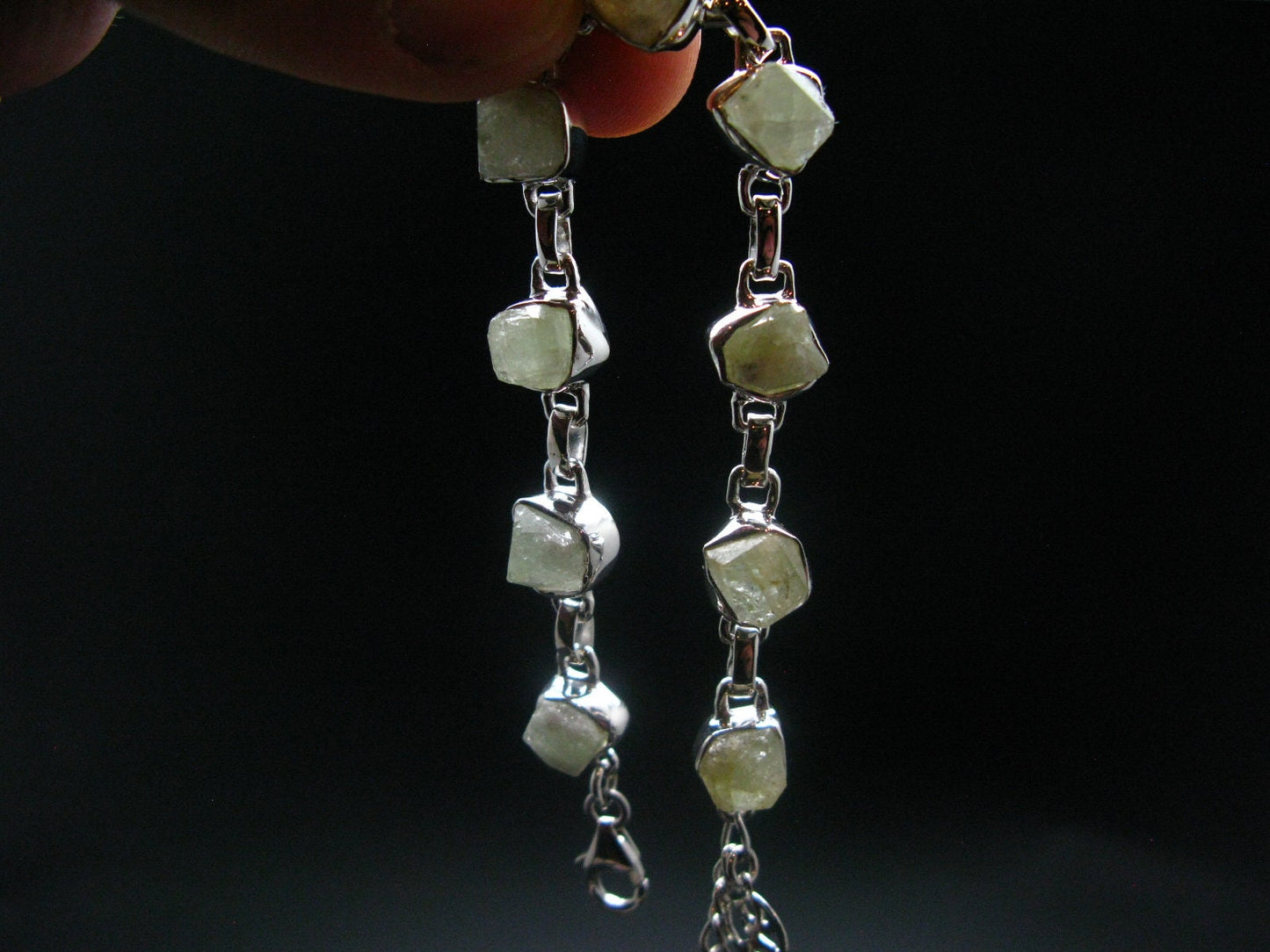 Rhodizite Rhodozite Silver Bracelet From Madagascar- 7" - 13.6 Grams