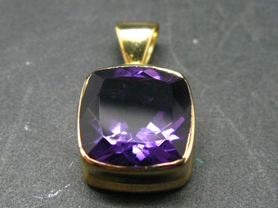 Amethyst Sterling Silver Gold Plated Pendant From Brazil - 0.9" - 4.23 Grams