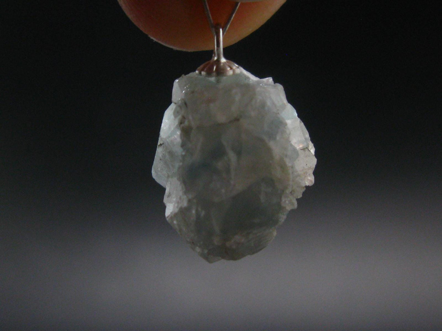 Rare Raw Blue Euclase Gem Crystal Silver Pendant from Brazil - 0.9" - 3.23 Grams