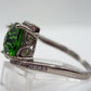 Green Helenite Cushion Cut Ring – Sterling Silver Halo Gemstone Statement Ring