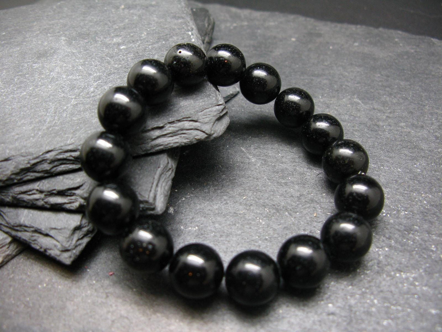Tibetan Tektite Genuine Bracelet ~ 7 Inches ~ 12mm Round Beads
