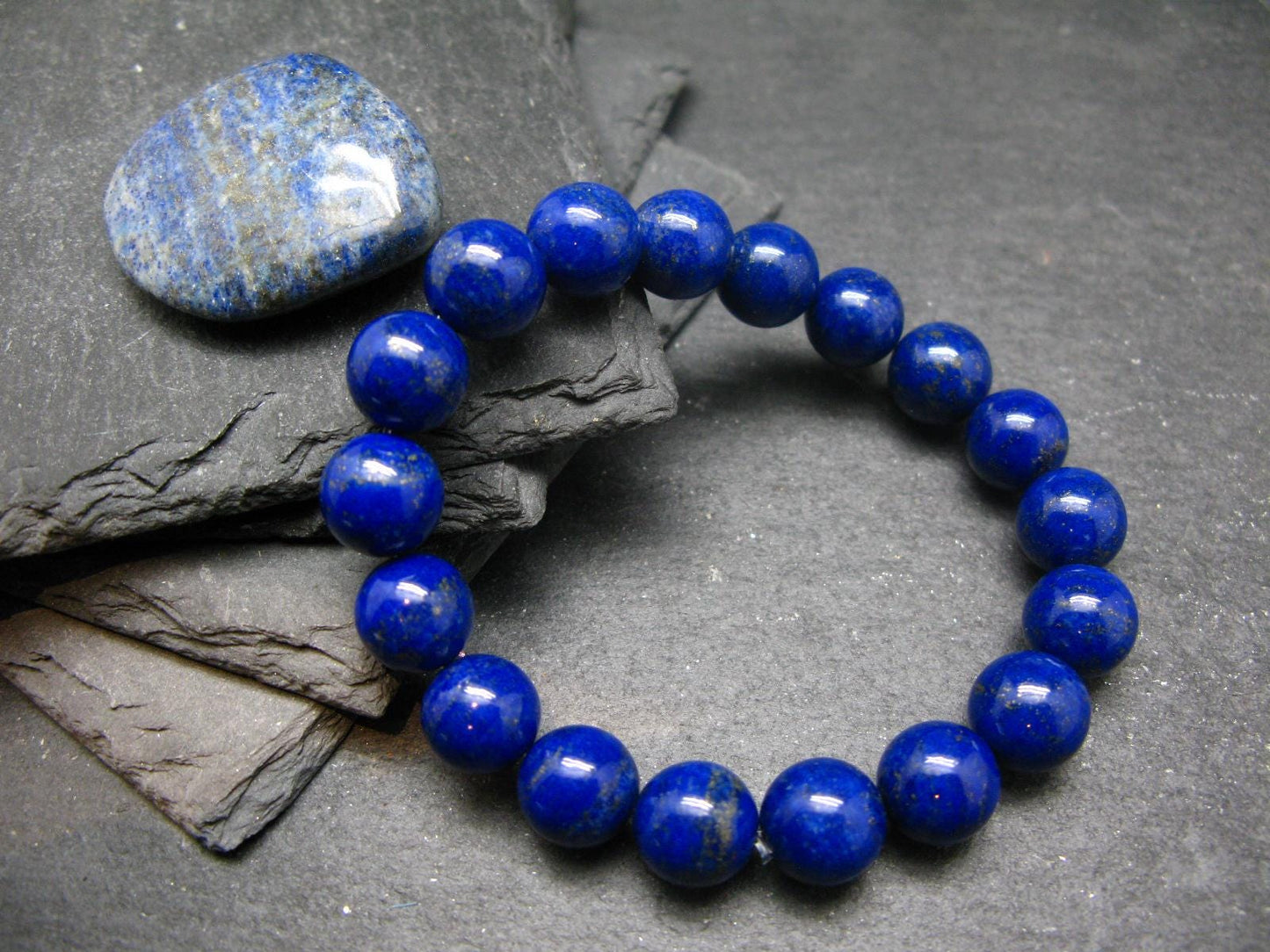 AAA Grade Lapis Lazuli Lazurite Genuine Bracelet ~ 7 Inches ~ 10mm Round Beads