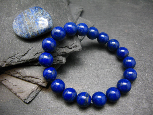 AAA Grade Lapis Lazuli Lazurite Genuine Bracelet ~ 7 Inches ~ 10mm Round Beads