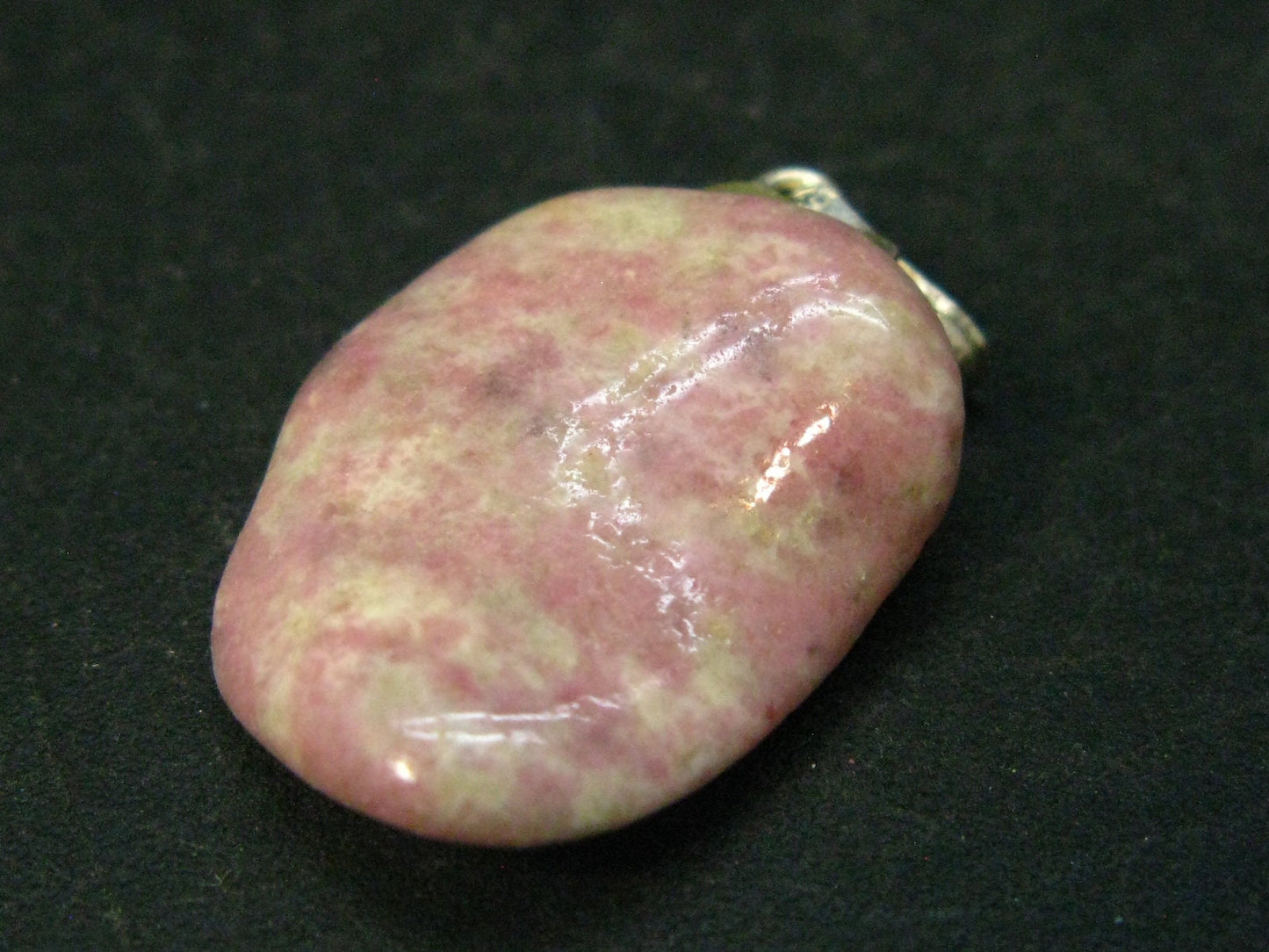 Rosaline Zoisite!! Rare Polished Thulite Silver Pendant From Norway - 1.2"