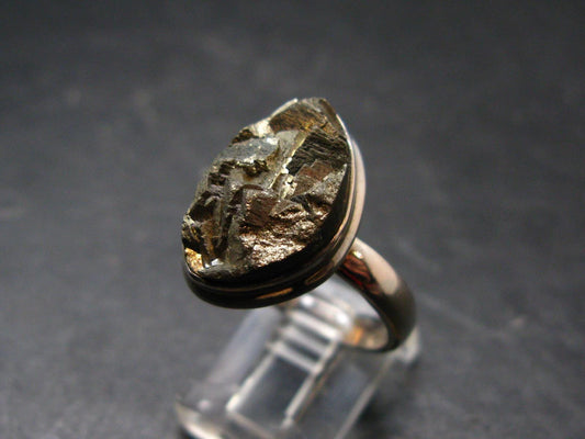Large Raw Pyrite Silver Ring From Peru - 8.32 Grams - Size 10