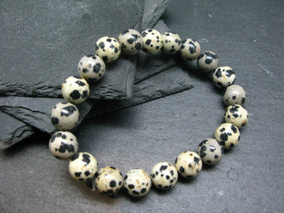 Dalmation Jasper Genuine Bracelet ~ 7 Inches ~ 10mm Round Beads