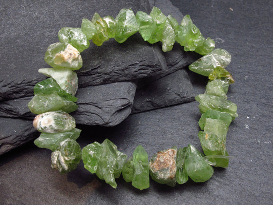 Peridot Genuine Bracelet ~ 7 Inches ~ 12mm Crystal Beads