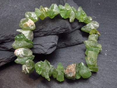 Peridot Genuine Bracelet ~ 7 Inches ~ 12mm Crystal Beads