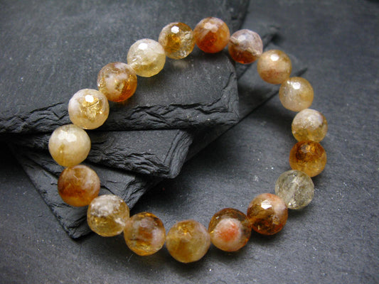 Citrine Genuine Bracelet ~ 7 Inches ~ 10mm Facetted Beads