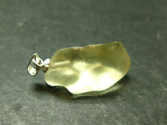 Gem Libyan Desert Glass Tektite Pendant Sterling Silver from Libya - 1.1" - 2.88 Grams
