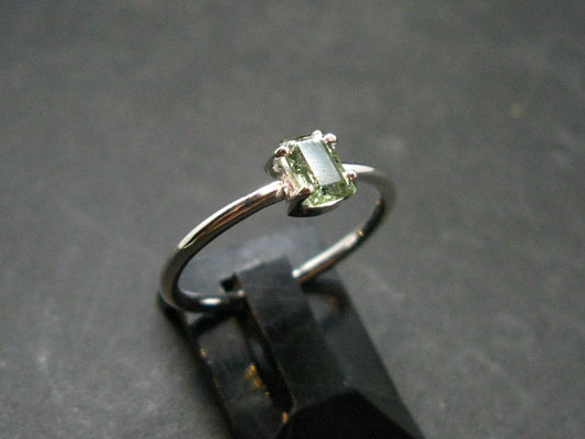 Moldavite Tektite Silver Ring from Czech Republic - Size 6 - 1.20 Grams