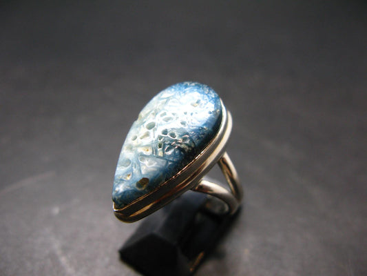 Blue Ice Glacierite Silver Ring from Indonesia - Size 6- 6.49 Grams