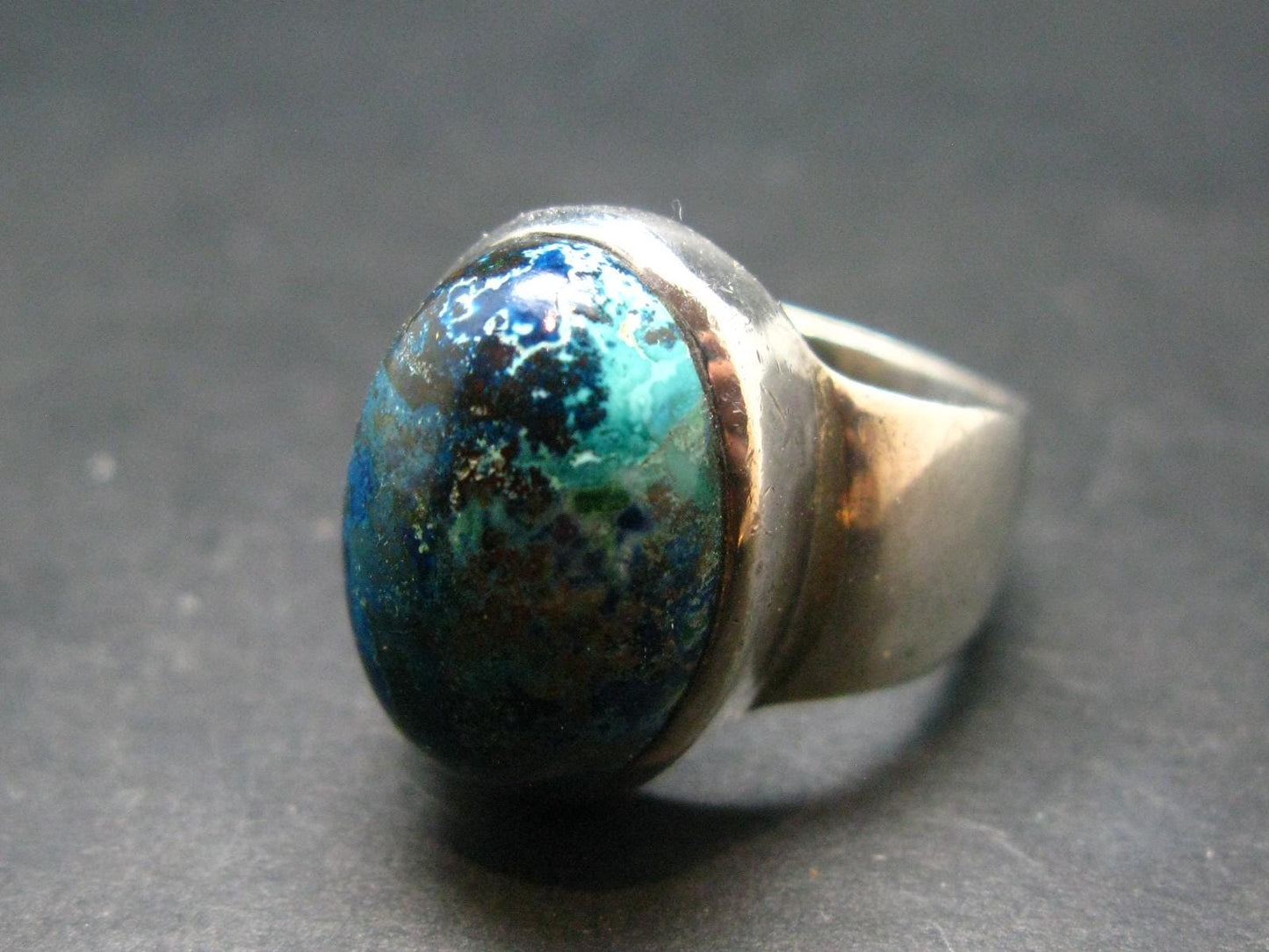 Quantum Quattro Shattuckite Malachite Dioptase Chrysocola Ring in SS From Namibia - Size 7.75 - 11.03 Grams