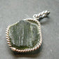 Moldavite Tektite Silver Clover Pendant from Czech Republic - 1.5" - 5.98 Grams
