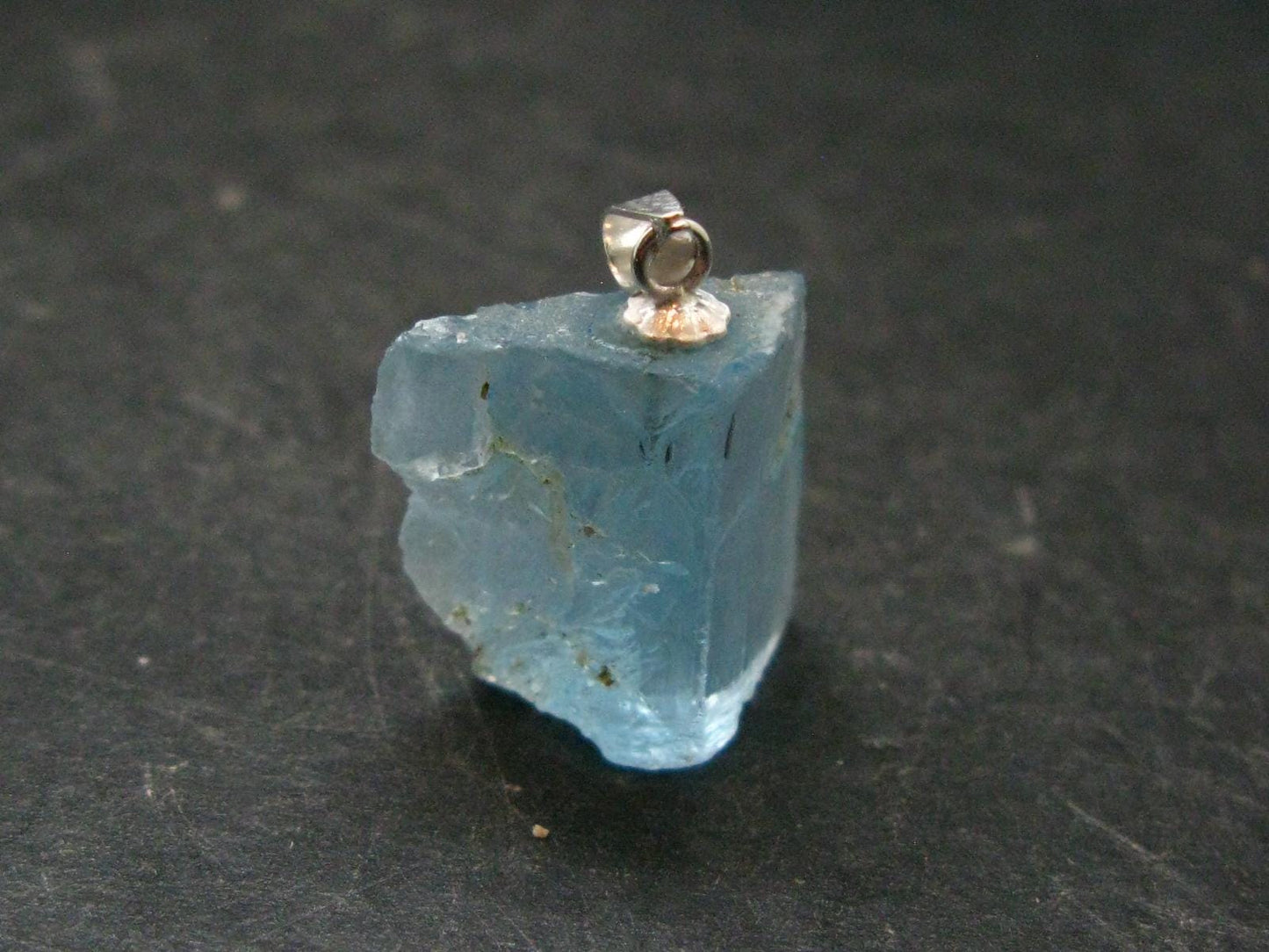 Natural Blue Topaz Crystal Silver Pendant From Russia - 1.0" - 22.15 Carats
