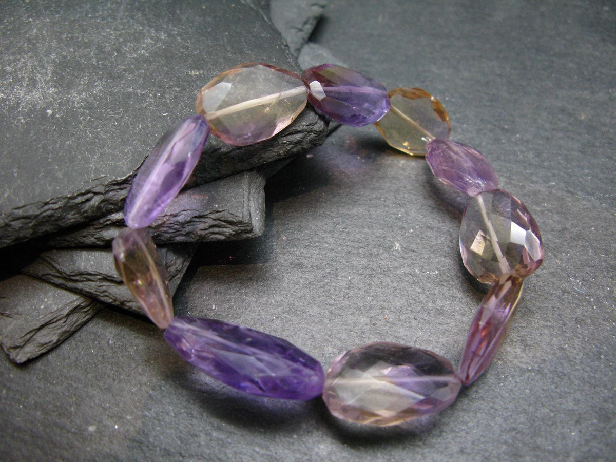 Ametrine Genuine Bracelet ~ 7 Inches ~ 18mm Facetted Beads