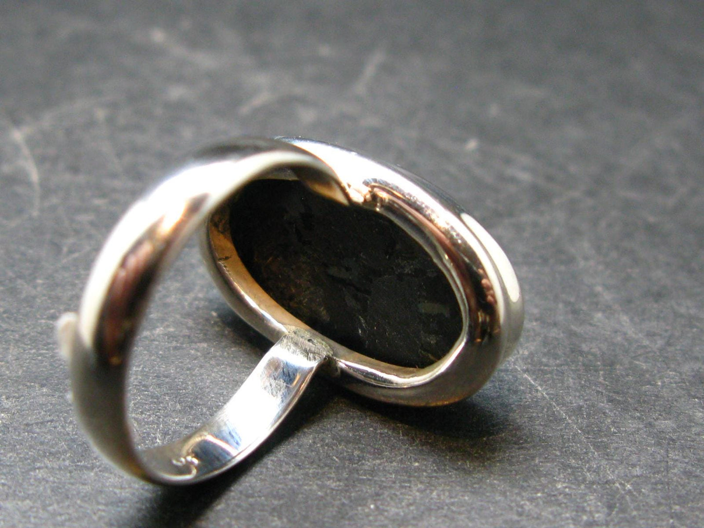 Real!! Very Rare Nuumite Nuummite Sterling Silver Ring from Greenland - 6.07 Grams - Size 7
