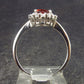 Natural Faceted Red Garnet Rhodium Plated Sterling Silver Ring with CZ - Size 7 - 2.90 Grams