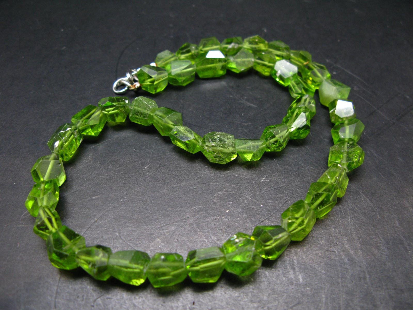 Gem Olivine Peridot Beads Necklace From Pakistan - 17"