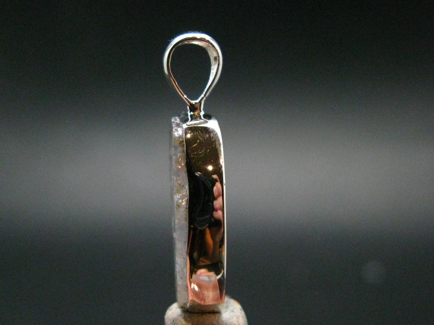Gray Herderite Silver Pendant from Africa - 1.1" - 3.03 Grams