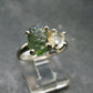 Moldavite Tektite and Herkimer Diamond Silver Ring - Size 7 - 2.69 Grams