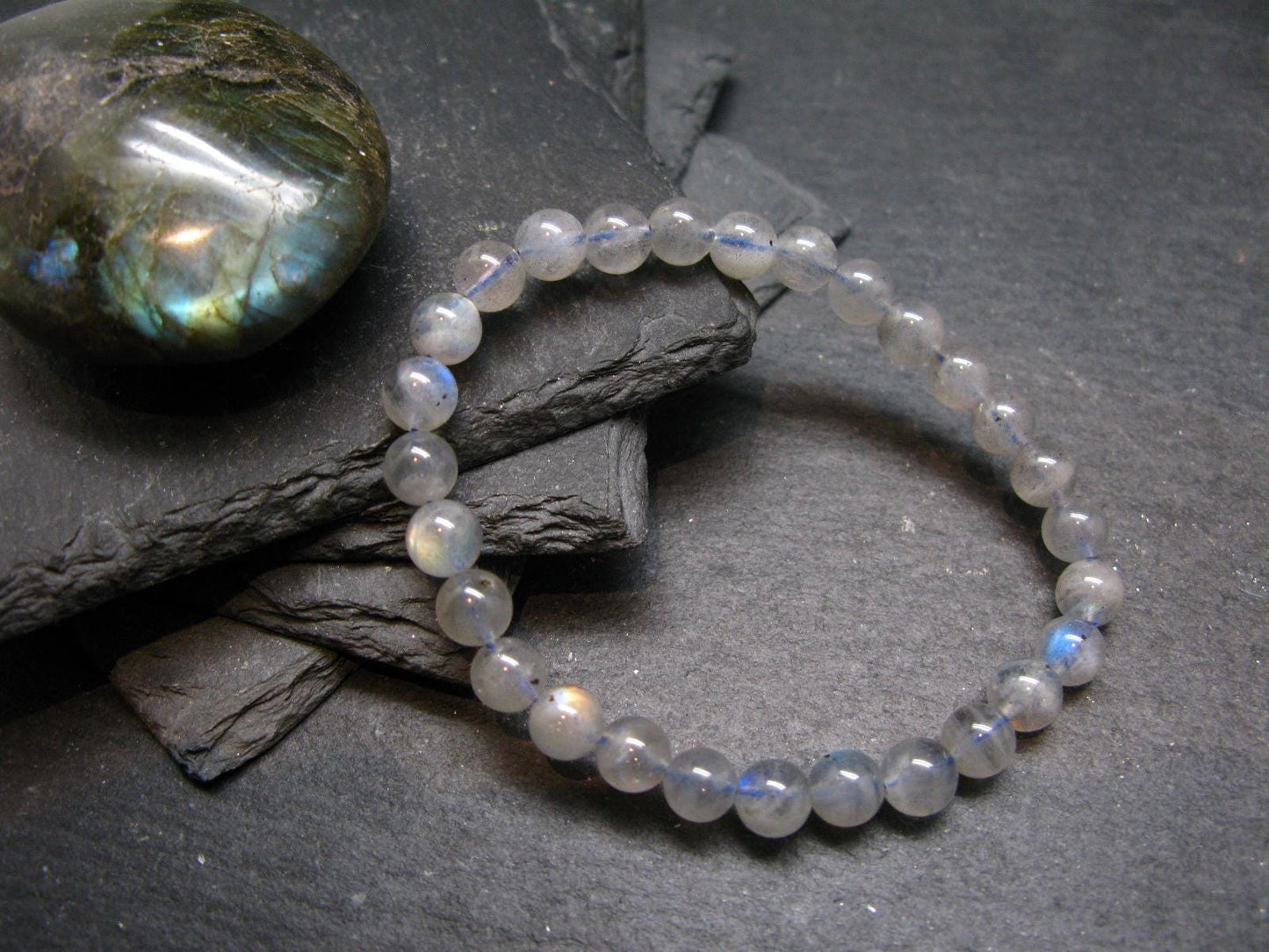 Labradorite Genuine Bracelet ~ 7 Inches ~ 6mm Round Beads