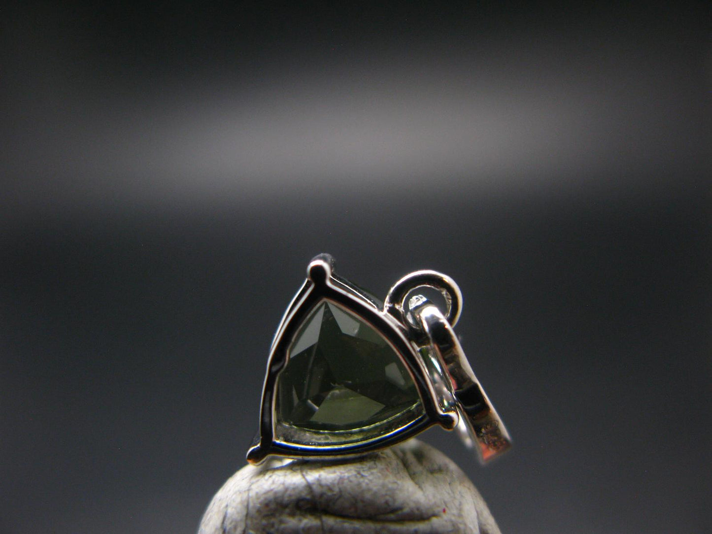 Moldavite Tektite Silver Pendant from Czech Republic - 0.7" - 1.0 Grams